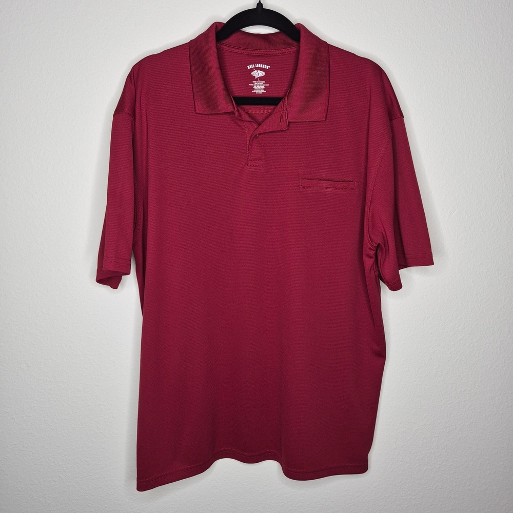 Reel Legends Crimson Red Maroon‎ Polo Fishing Shirt Outdoor Vented L EUC